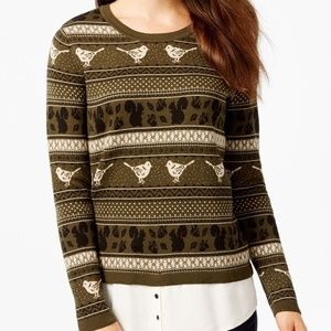 G.H.Bass Layered-Look Animal Printed Sweater Top